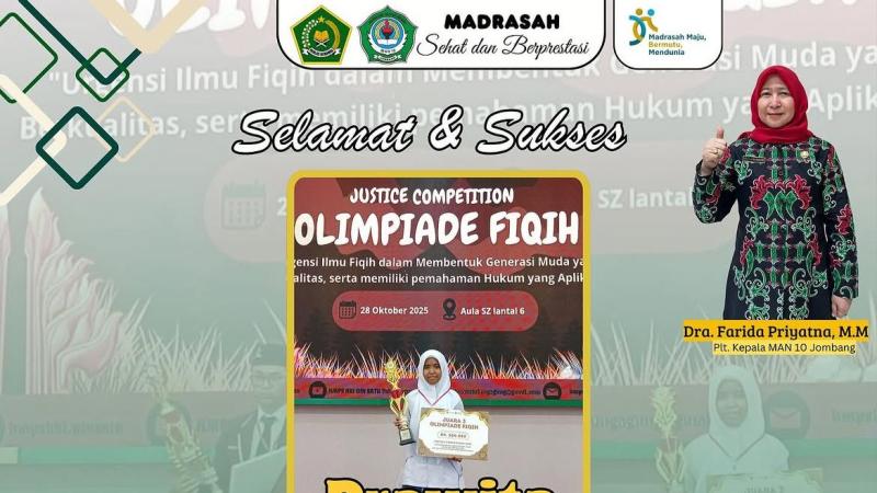 Pravita Ruli Andriani Srikandi MAN 10 Jombang Raih Juara 3 Olimpiade Fiqh se-Jawa Timur