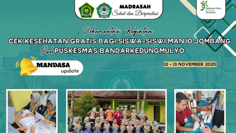 Puskesmas Bandarkedungmulyo Gelar Cek Kesehatan Gratis bagi Siswa MAN 10 Jombang